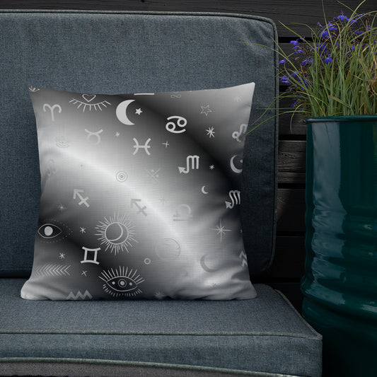 Black White Zodiac Premium Pillow