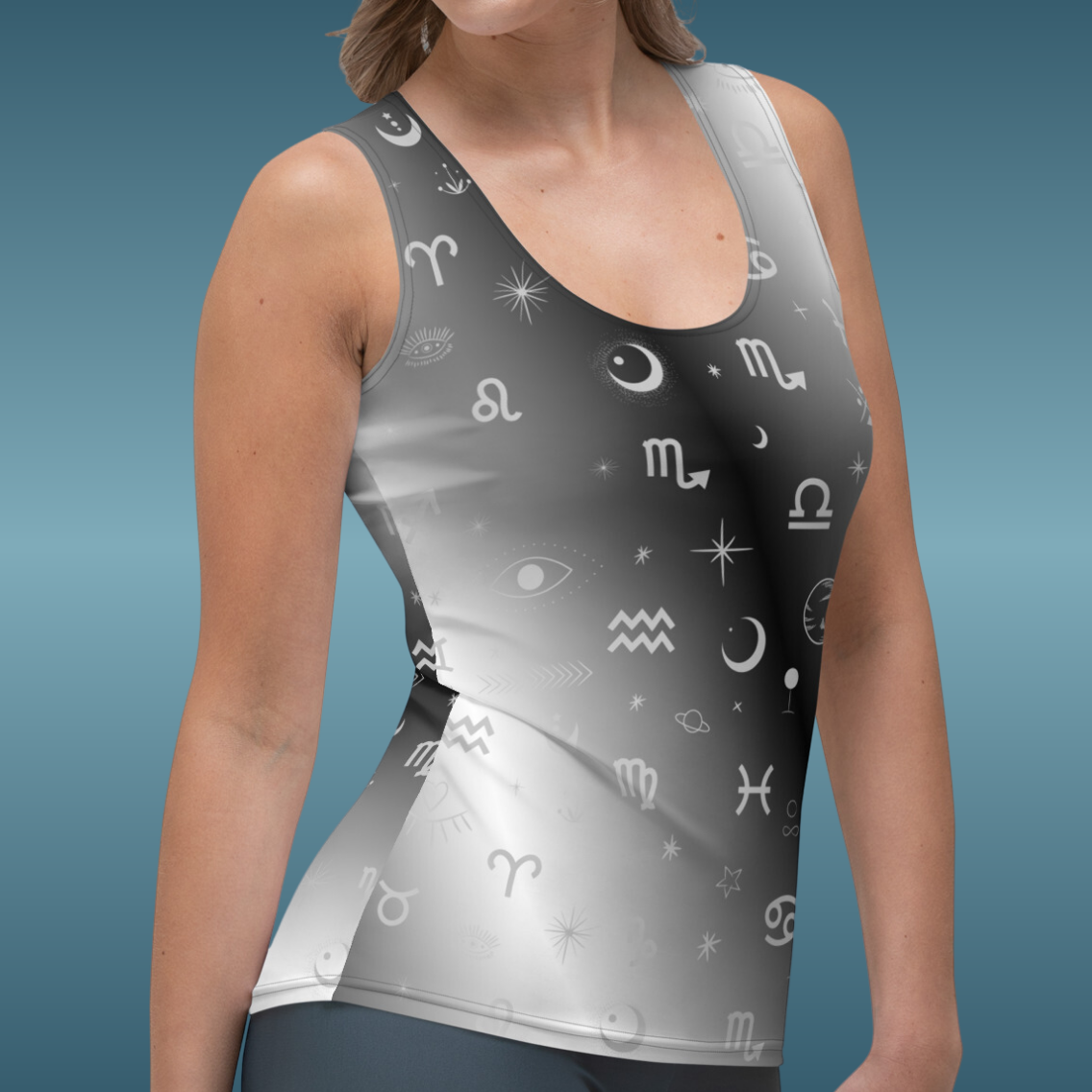 Black White Zodiac Tank Top