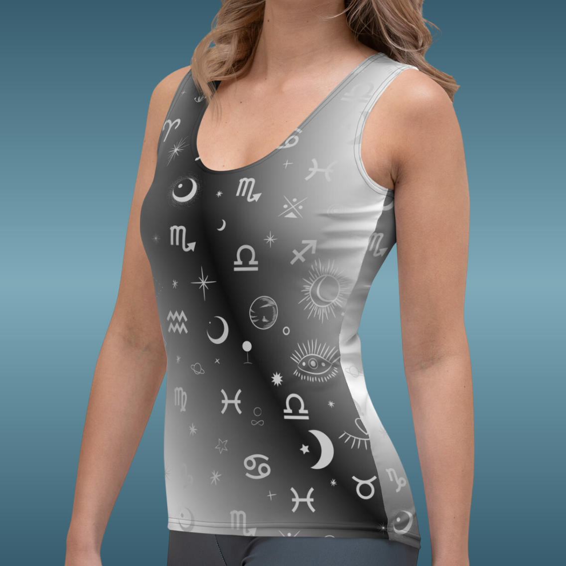 Black White Zodiac Tank Top