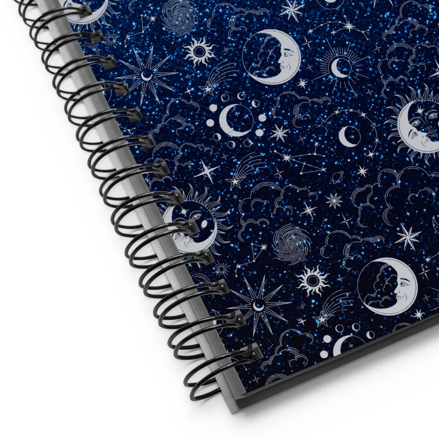 Blue Silver Glitter Moon Soft Touch Notebook