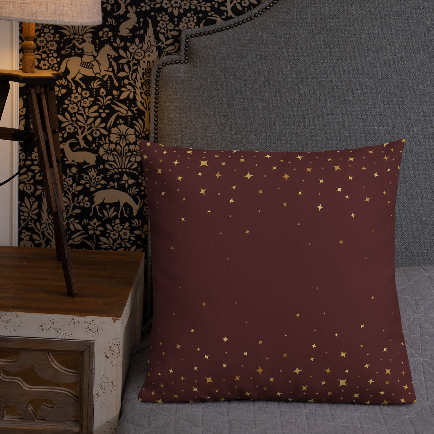 Burgundy Gold Star Premium Pillow