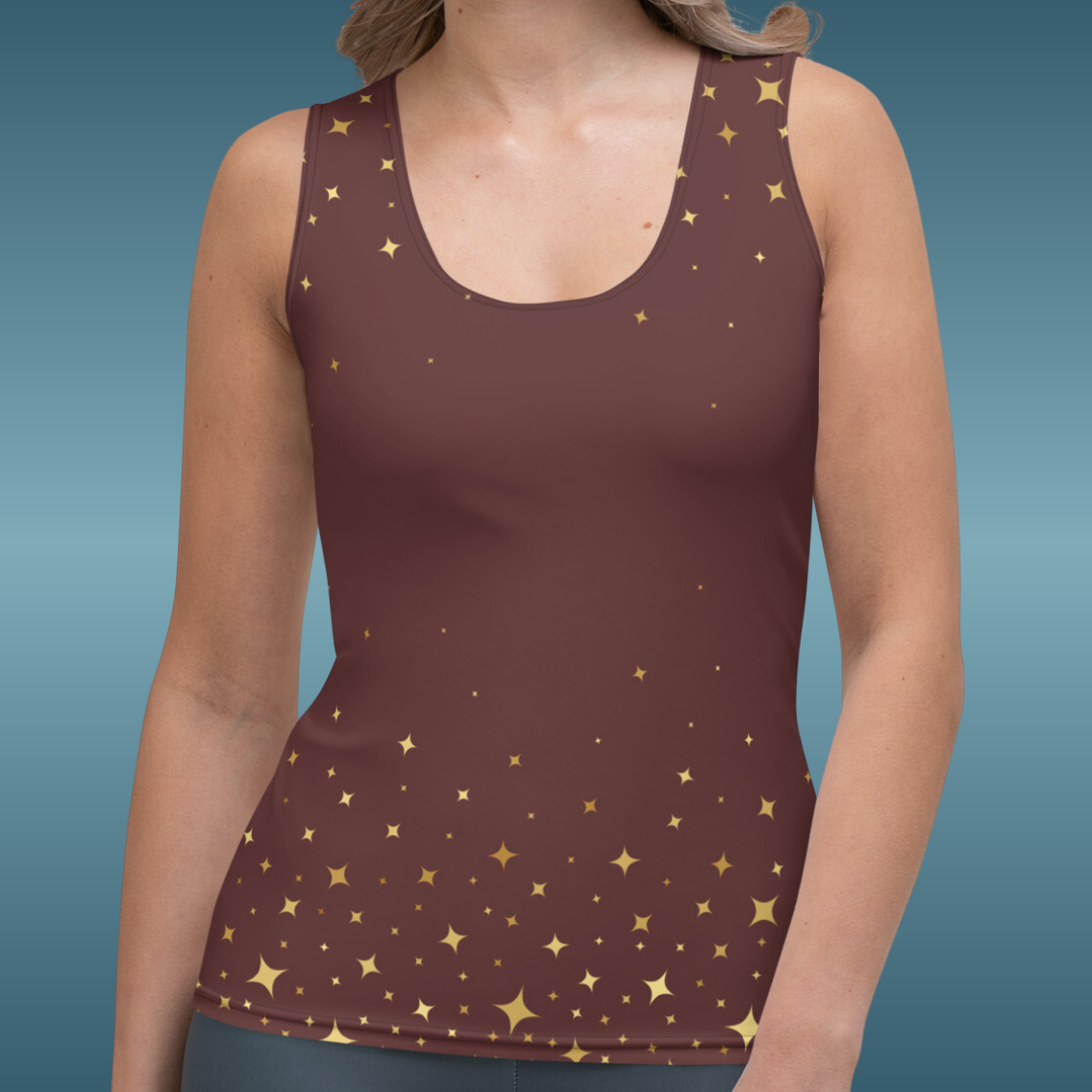 Burgundy Gold Star Tank Top