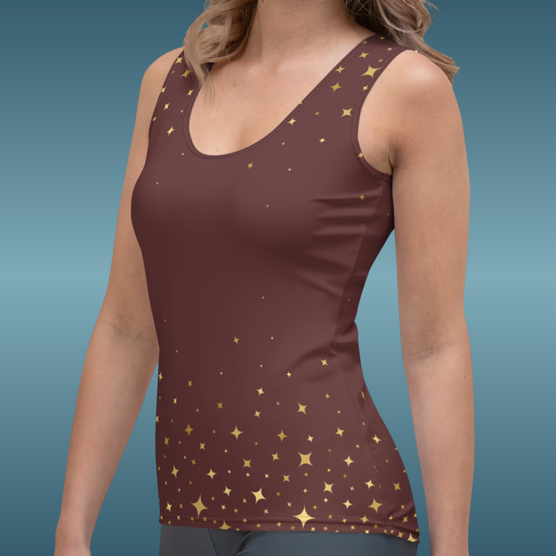 Burgundy Gold Star Tank Top