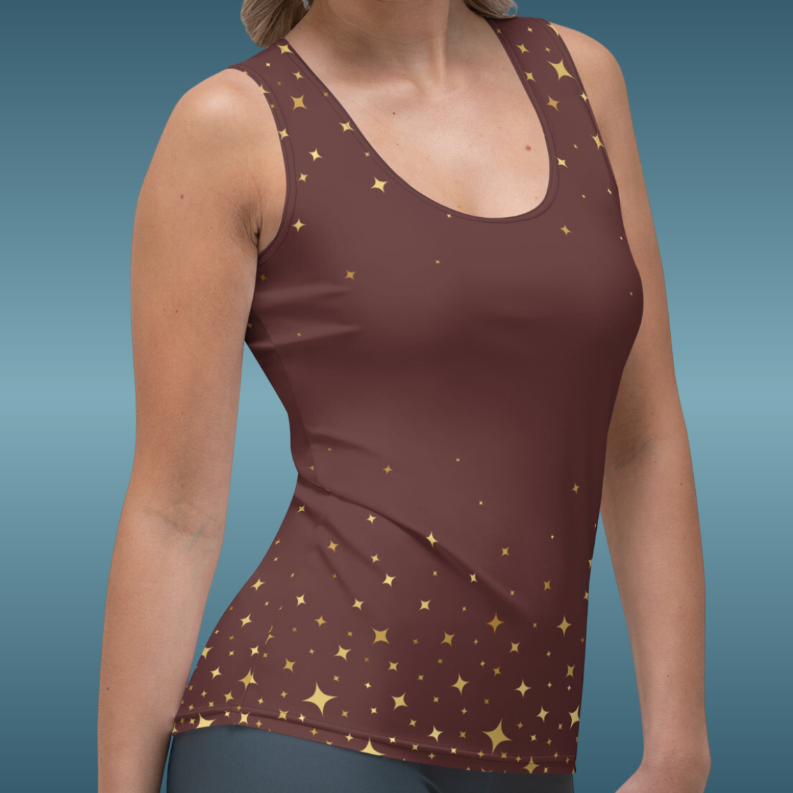 Burgundy Gold Star Tank Top