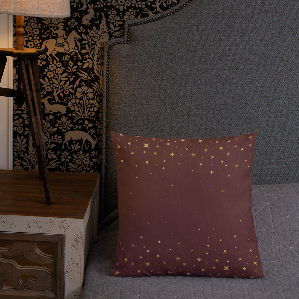 Burgundy Gold Star Premium Pillow