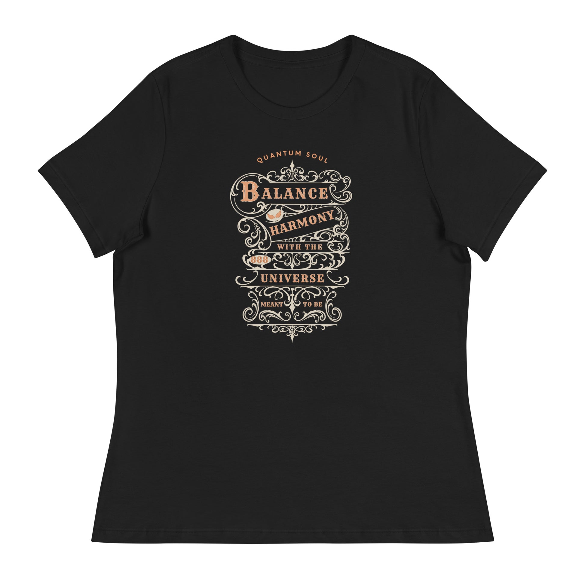 Balance 888 womens-relaxed-t-shirt-black-front flat