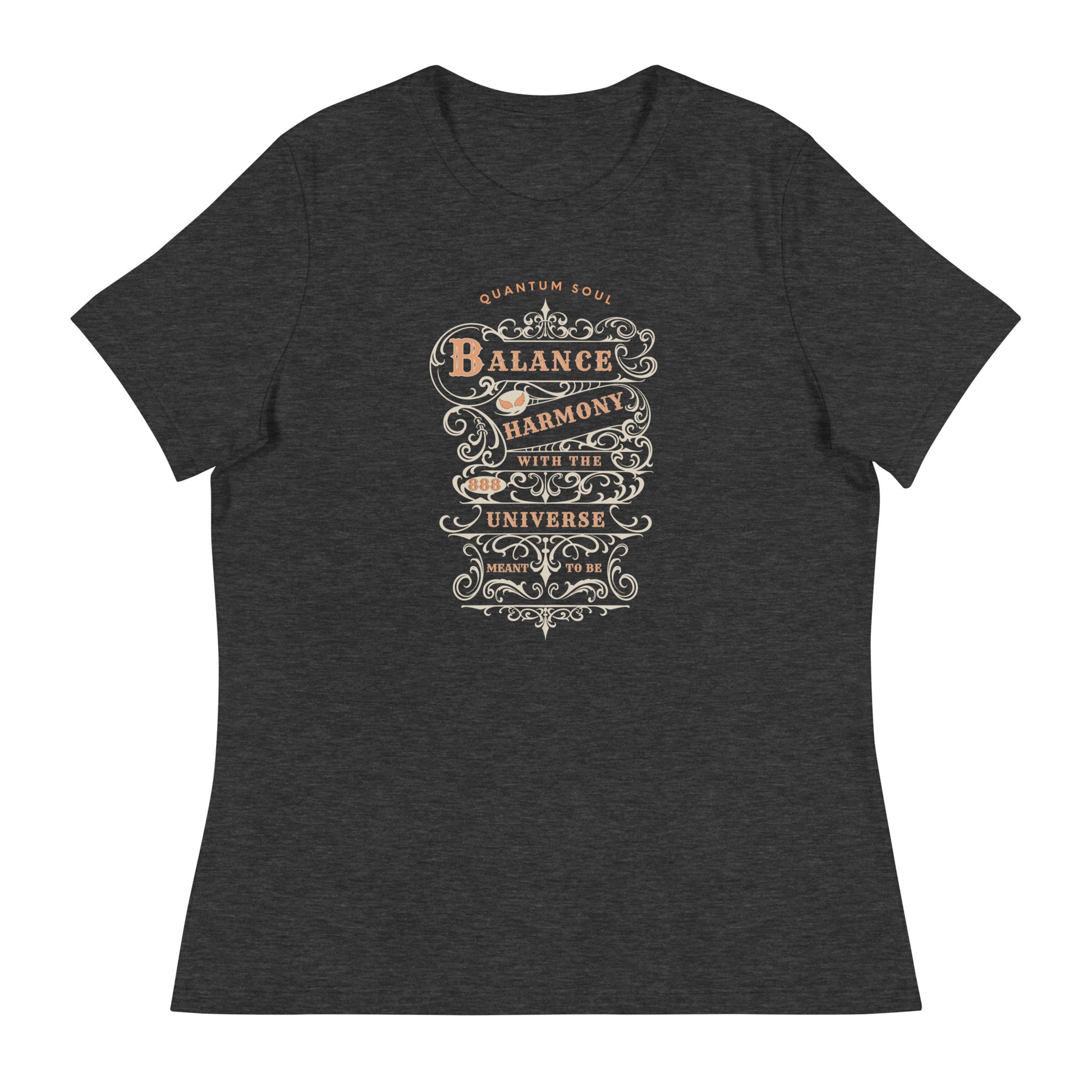 Balance 888 womens-relaxed-t-shirt-dark-grey-heather-front flat