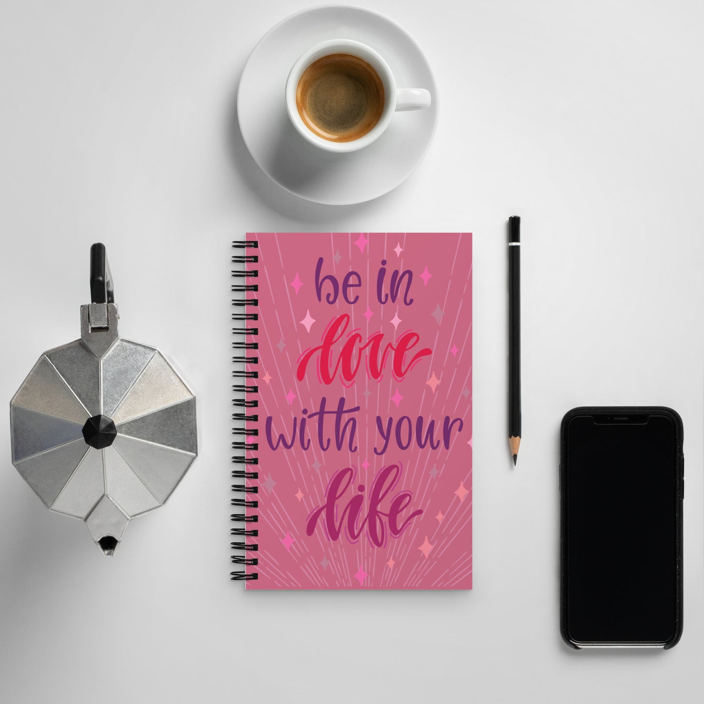 Be in love with your life spiral-notebook-white-front-LS