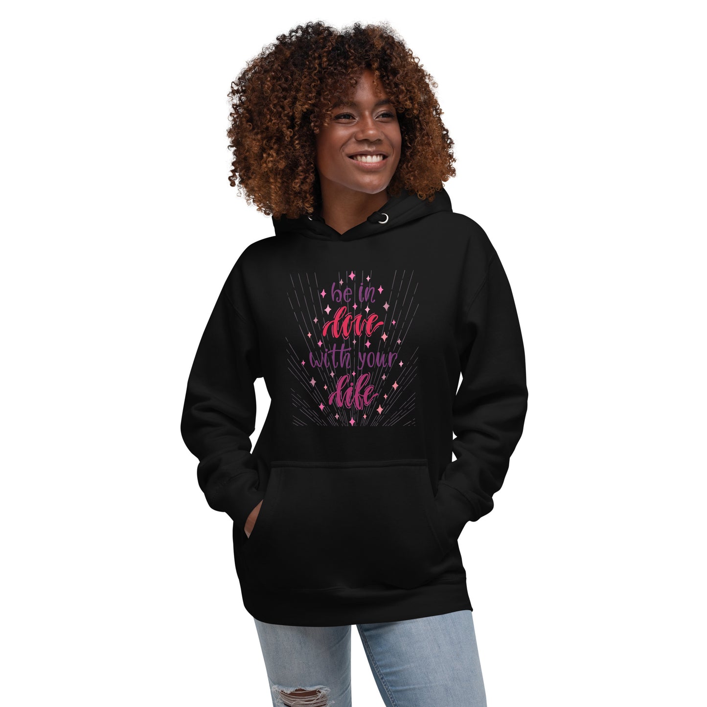 Be in love with your life unisex-premium-hoodie-black-front