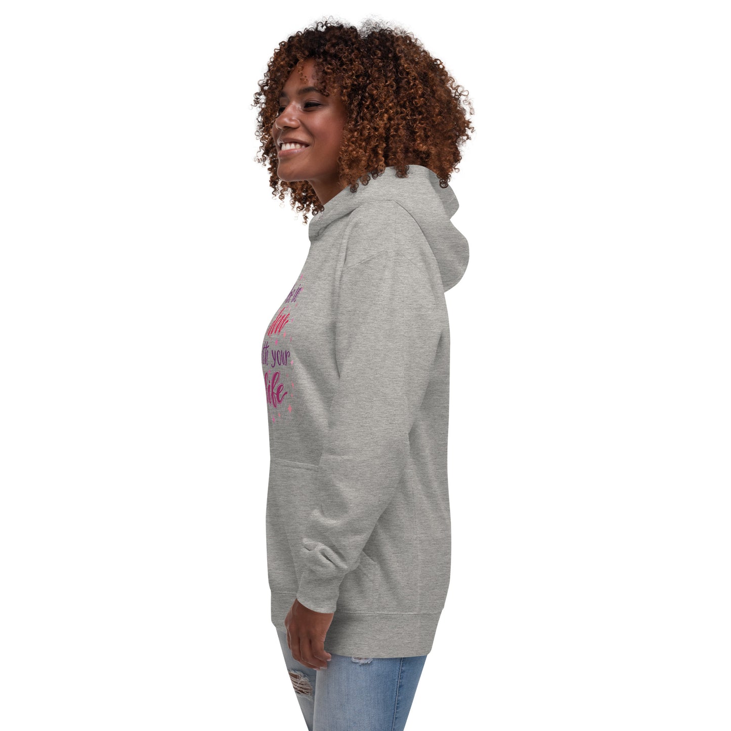 Be in love with your life unisex-premium-hoodie-carbon-grey-left-front