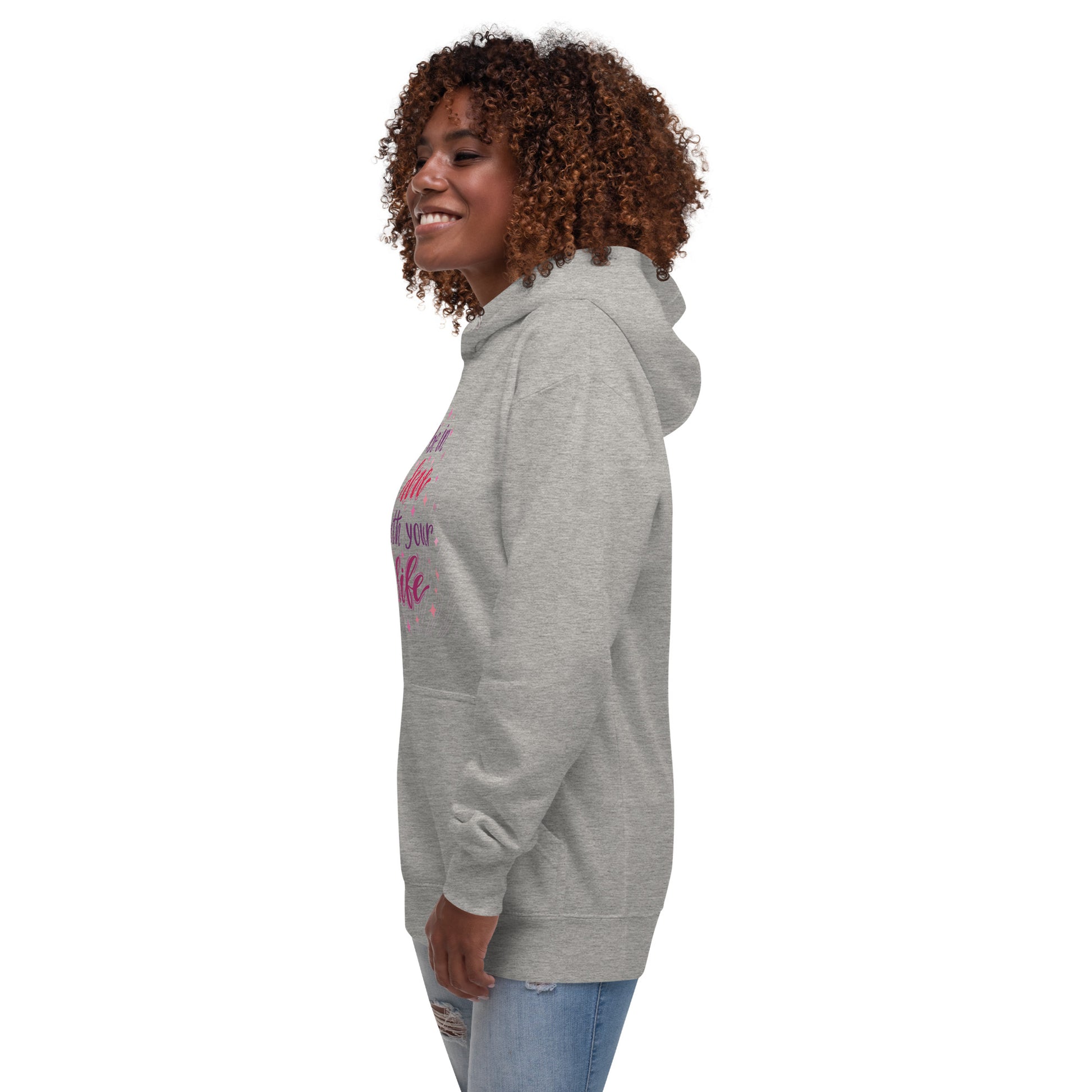 Be in love with your life unisex-premium-hoodie-carbon-grey-left-front