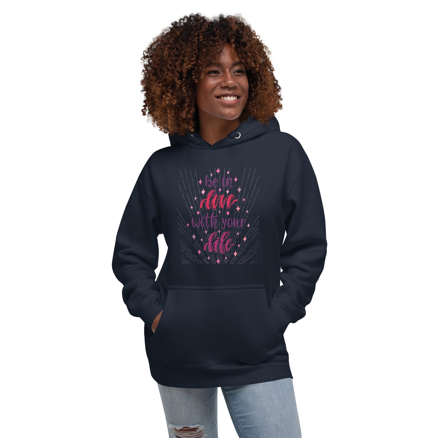 Be in love with your life unisex-premium-hoodie-navy-blazer-front