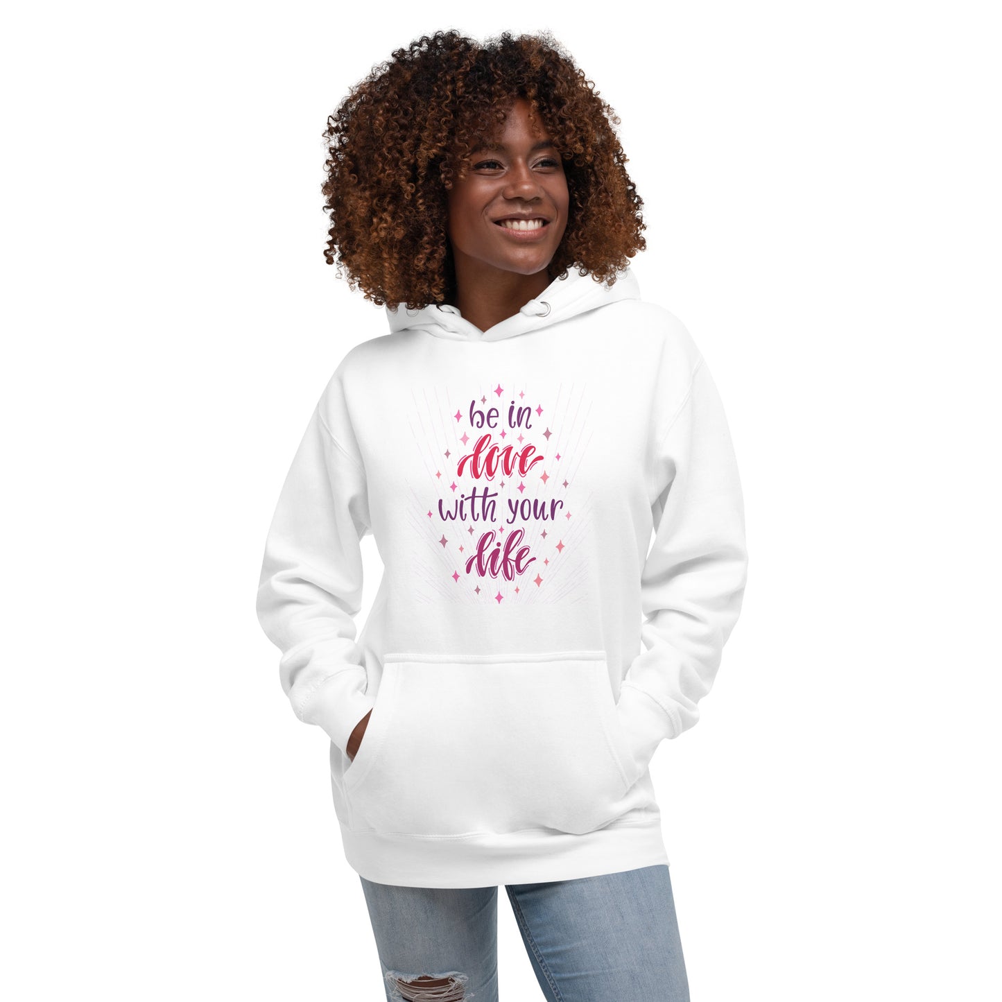 Be in love with your life unisex-premium-hoodie-white-front