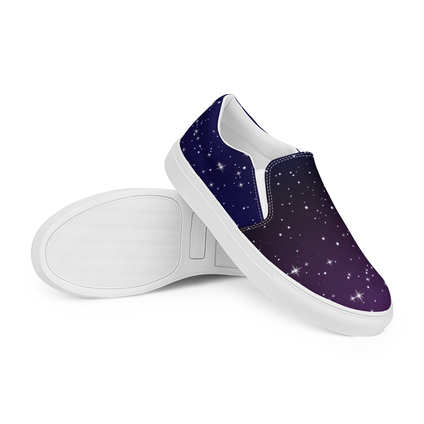 Black Star Galaxy womens-slip-on-canvas-shoes-purple-right-front