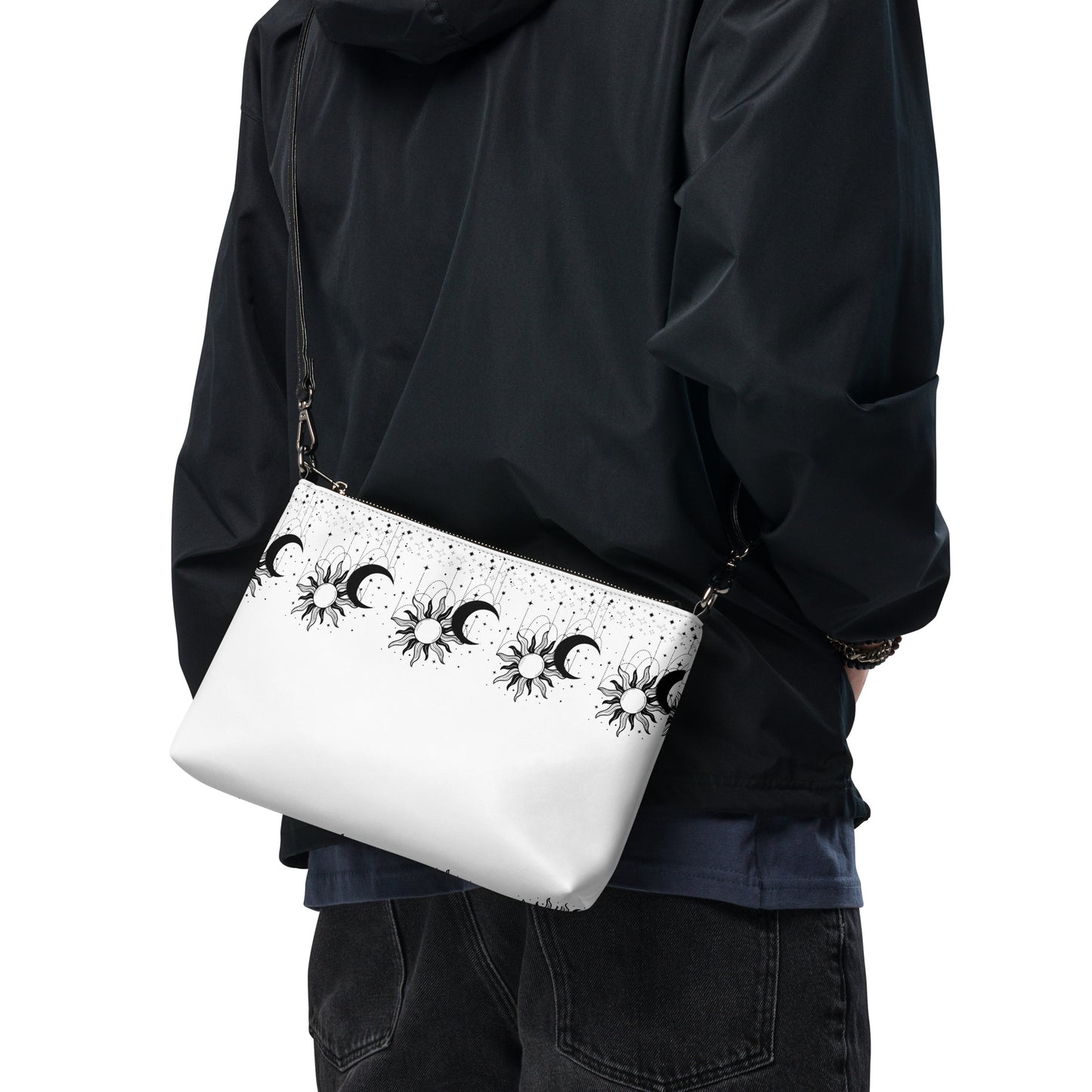 Black White Sun Moon Crossbody Bag