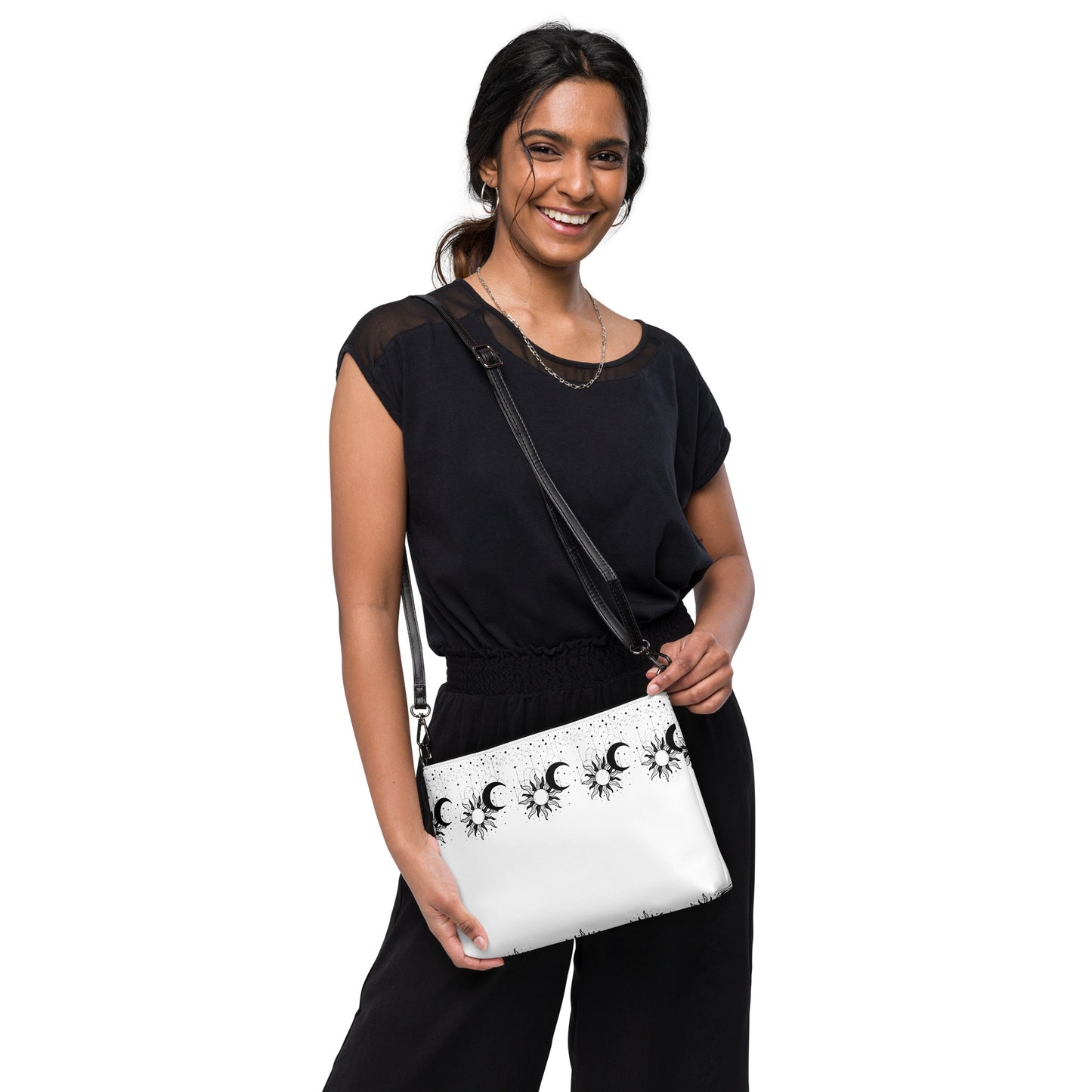 Black White Sun Moon Crossbody Bag