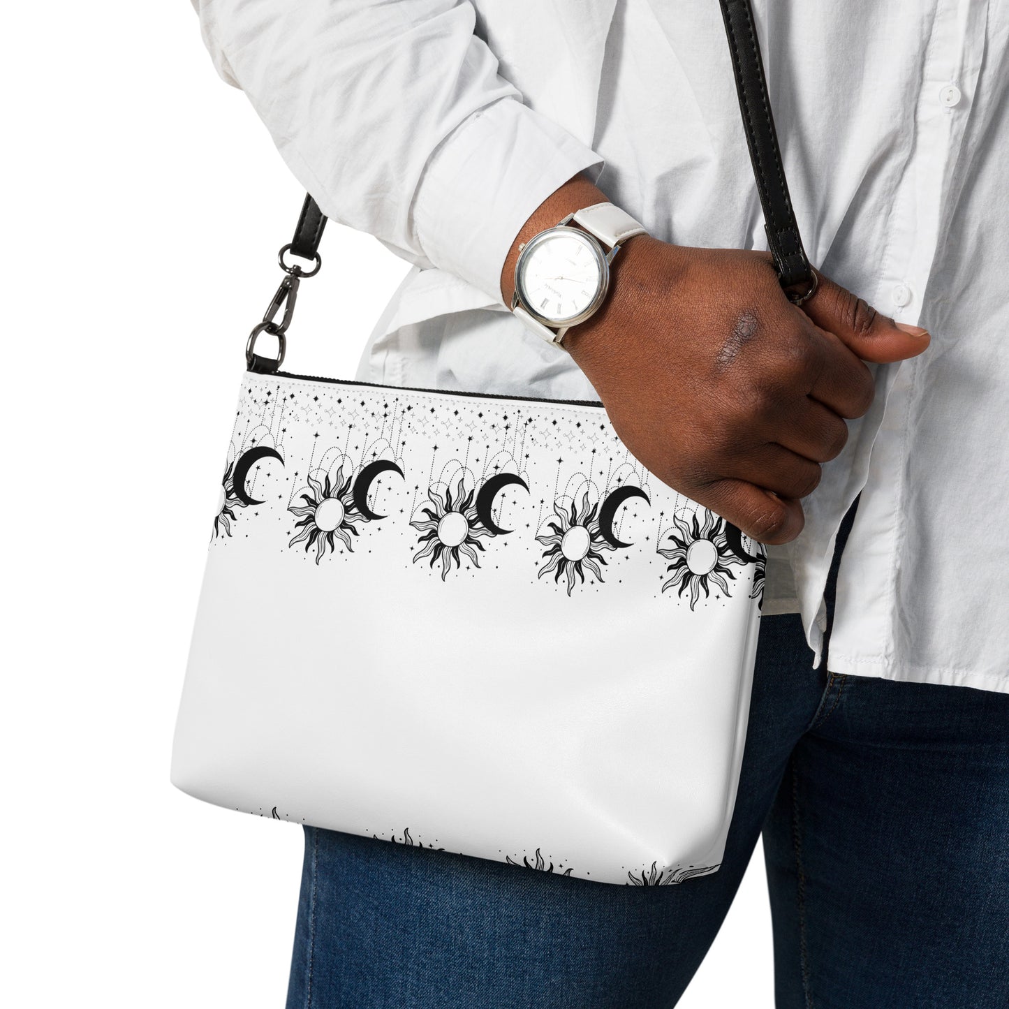 Black White Sun Moon Crossbody Bag