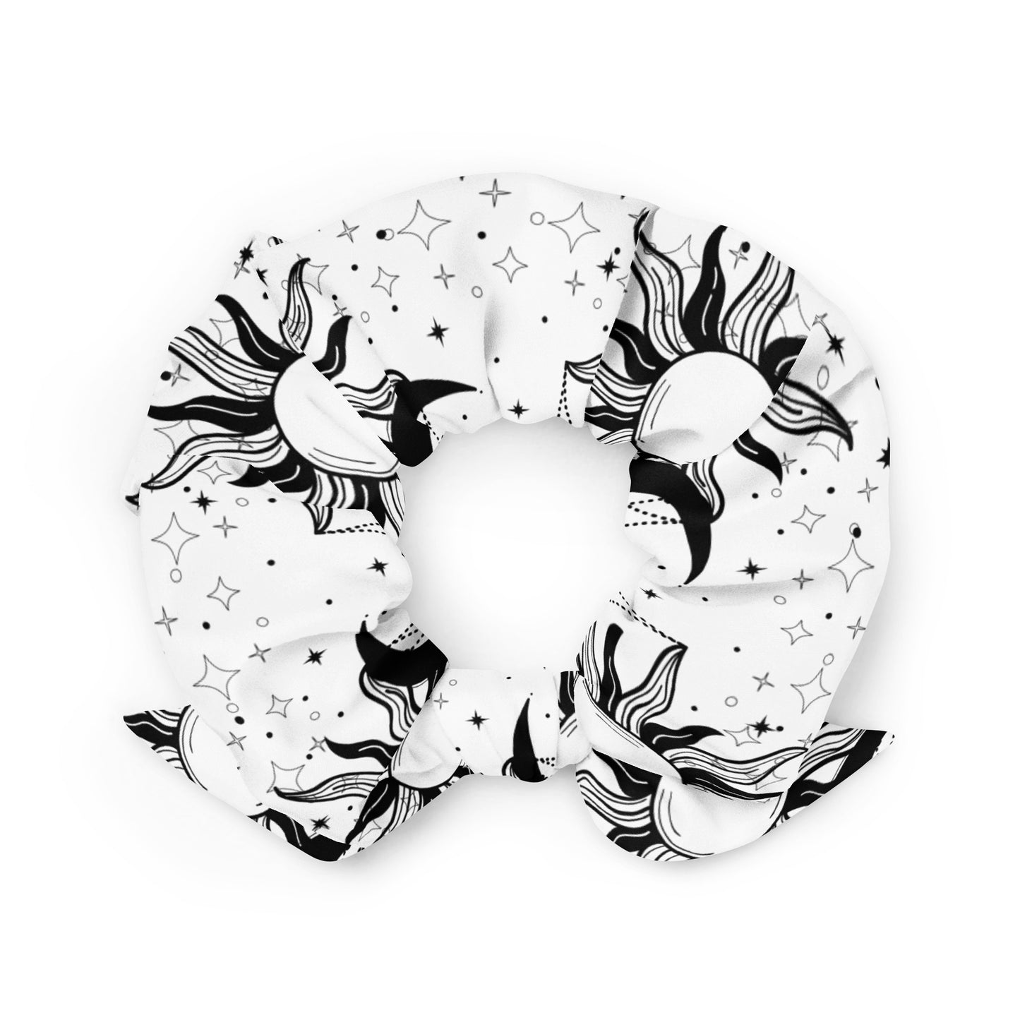 Black White Sun Moon Scrunchie