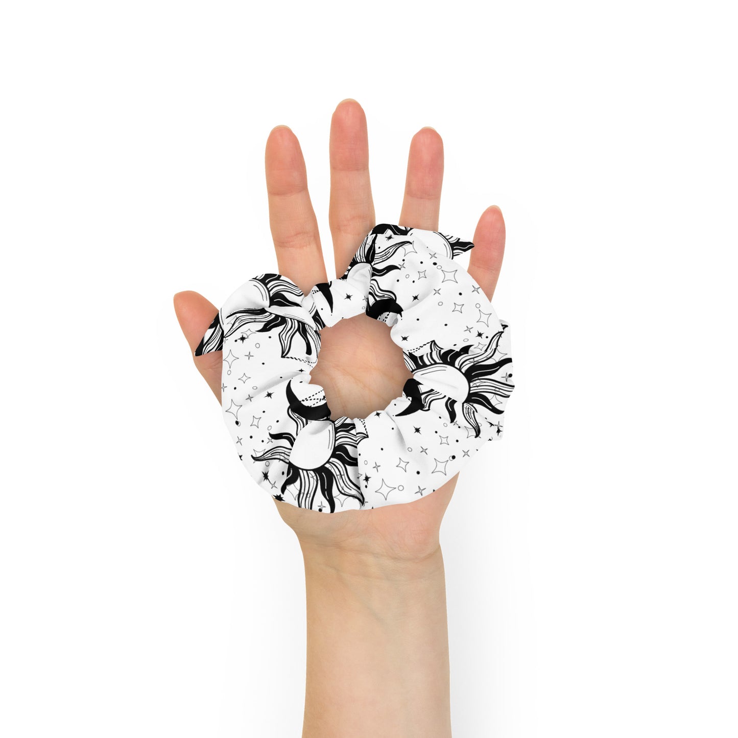 Black White Sun Moon Scrunchie