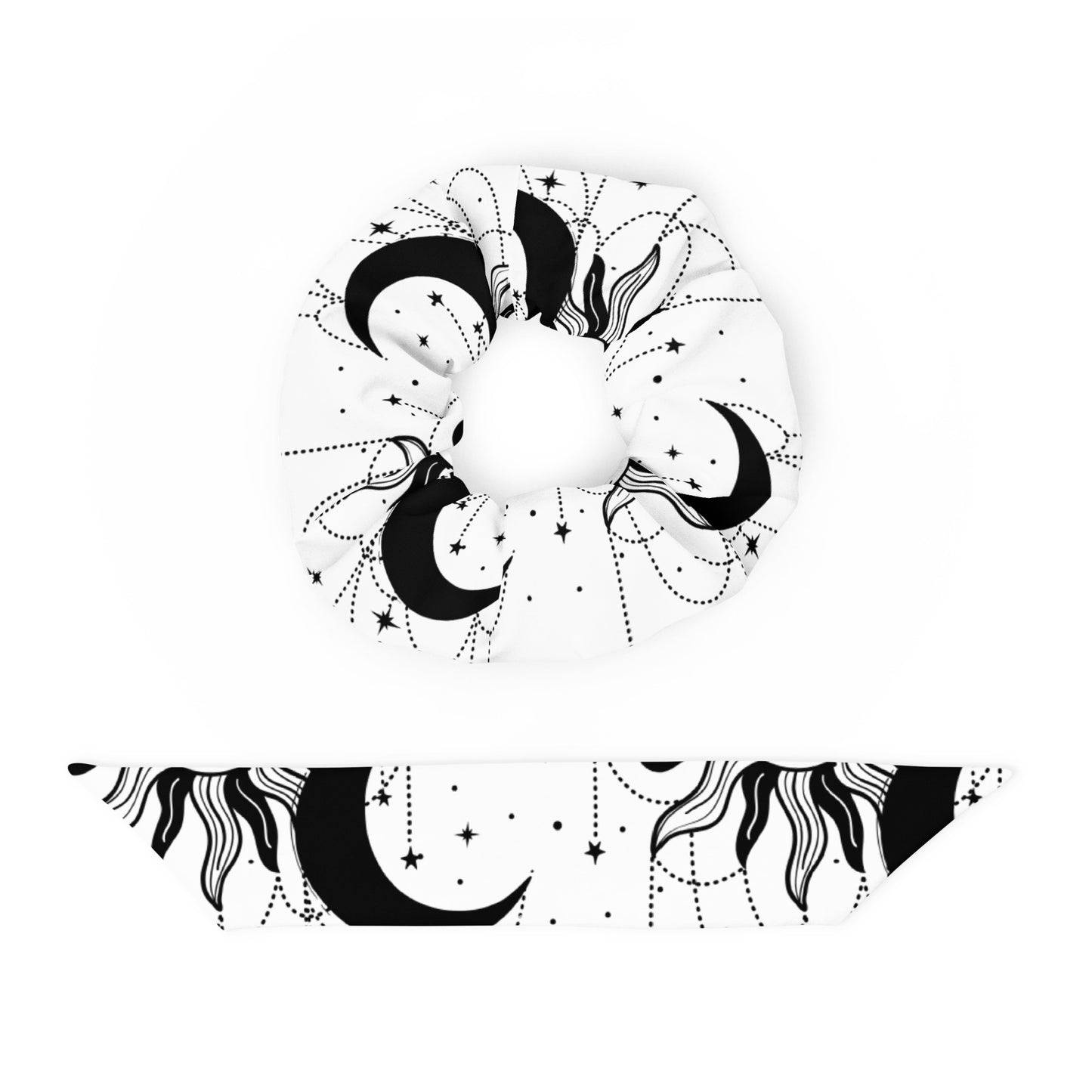 Black White Sun Moon Scrunchie