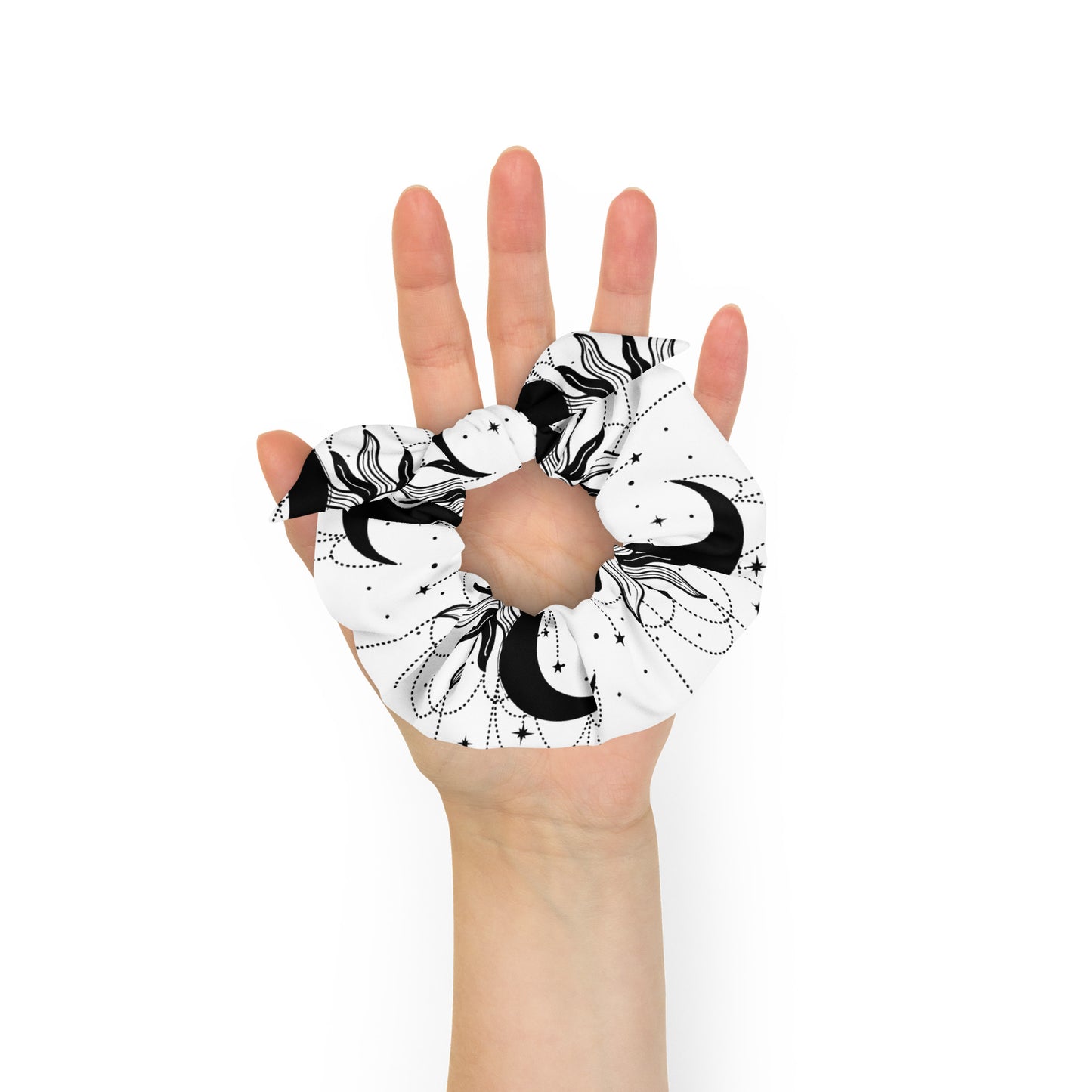 Black White Sun Moon Scrunchie