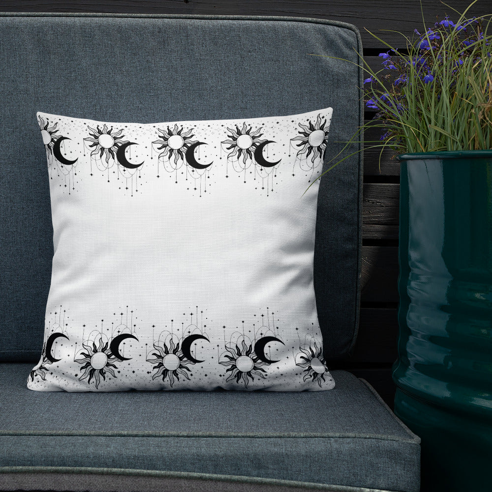 Black White Sun Moon Premium Pillow