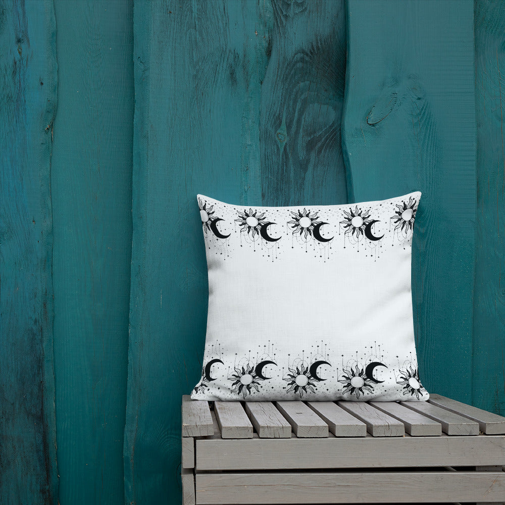 Black White Sun Moon Premium Pillow