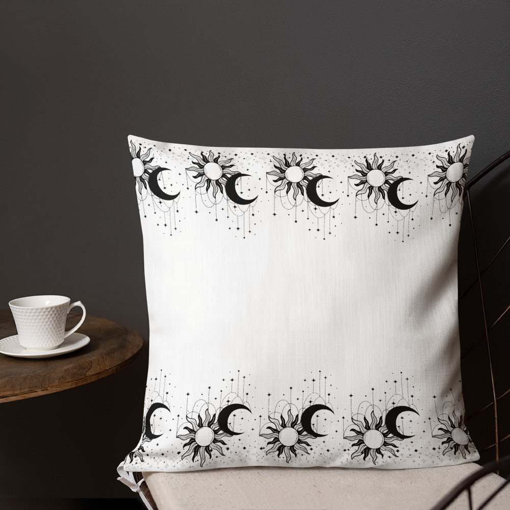 Black White Sun Moon Premium Pillow