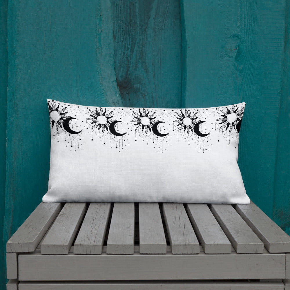 Black White Sun Moon Premium Pillow