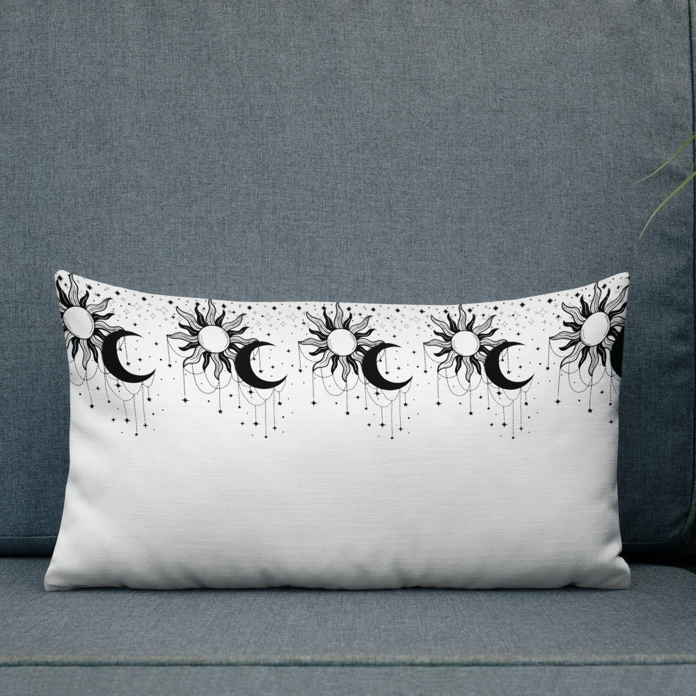 Black White Sun Moon Premium Pillow