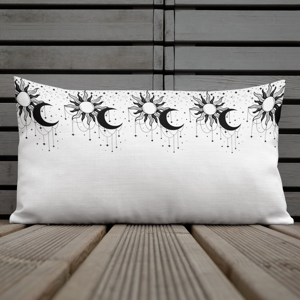 Black White Sun Moon Premium Pillow