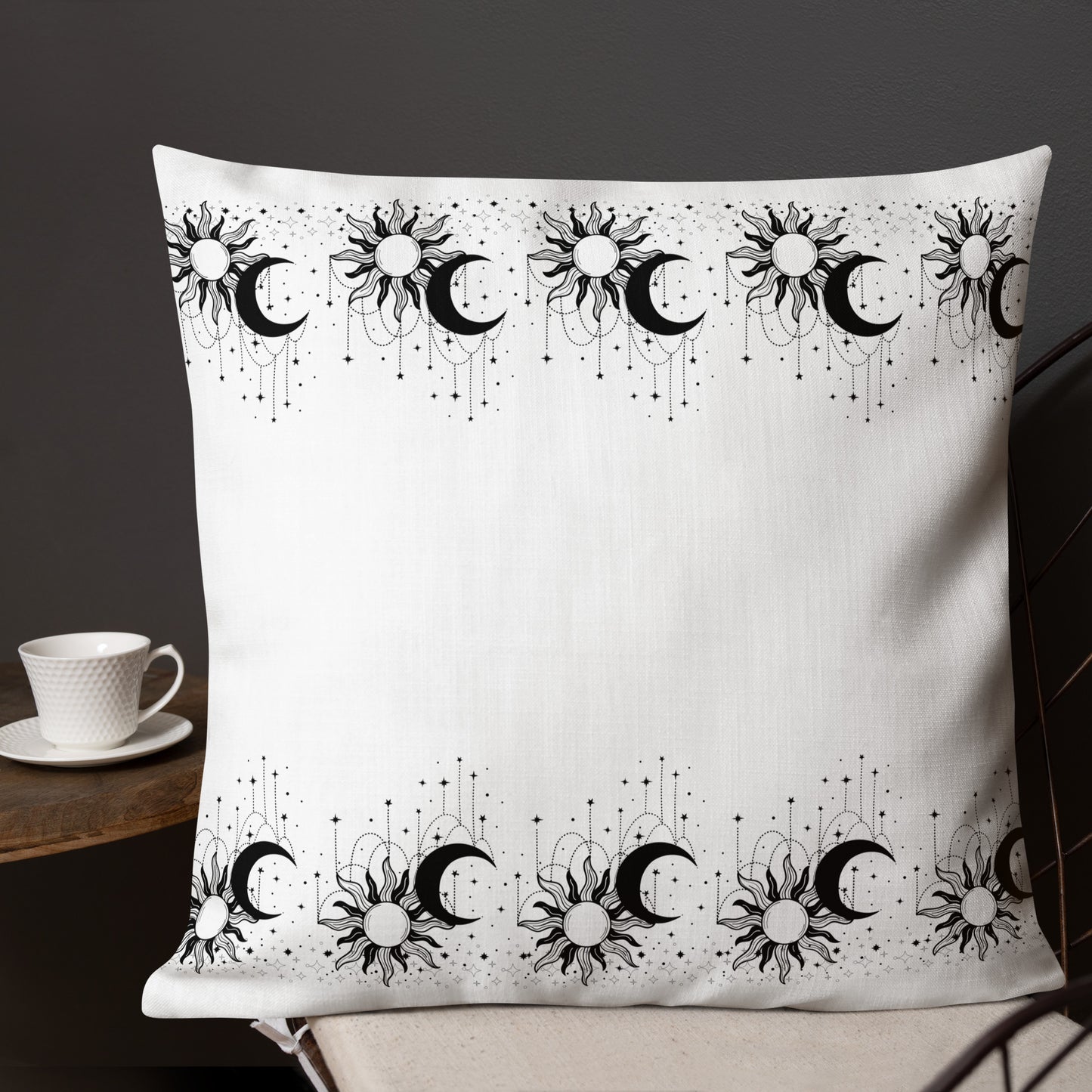 Black White Sun Moon Premium Pillow