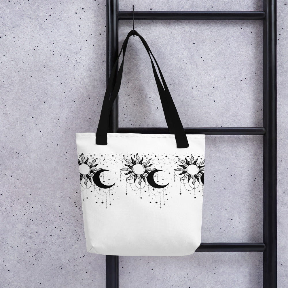 Black White Sun Moon Tote Bag