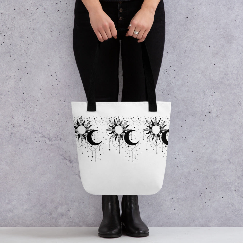 Black White Sun Moon Tote Bag