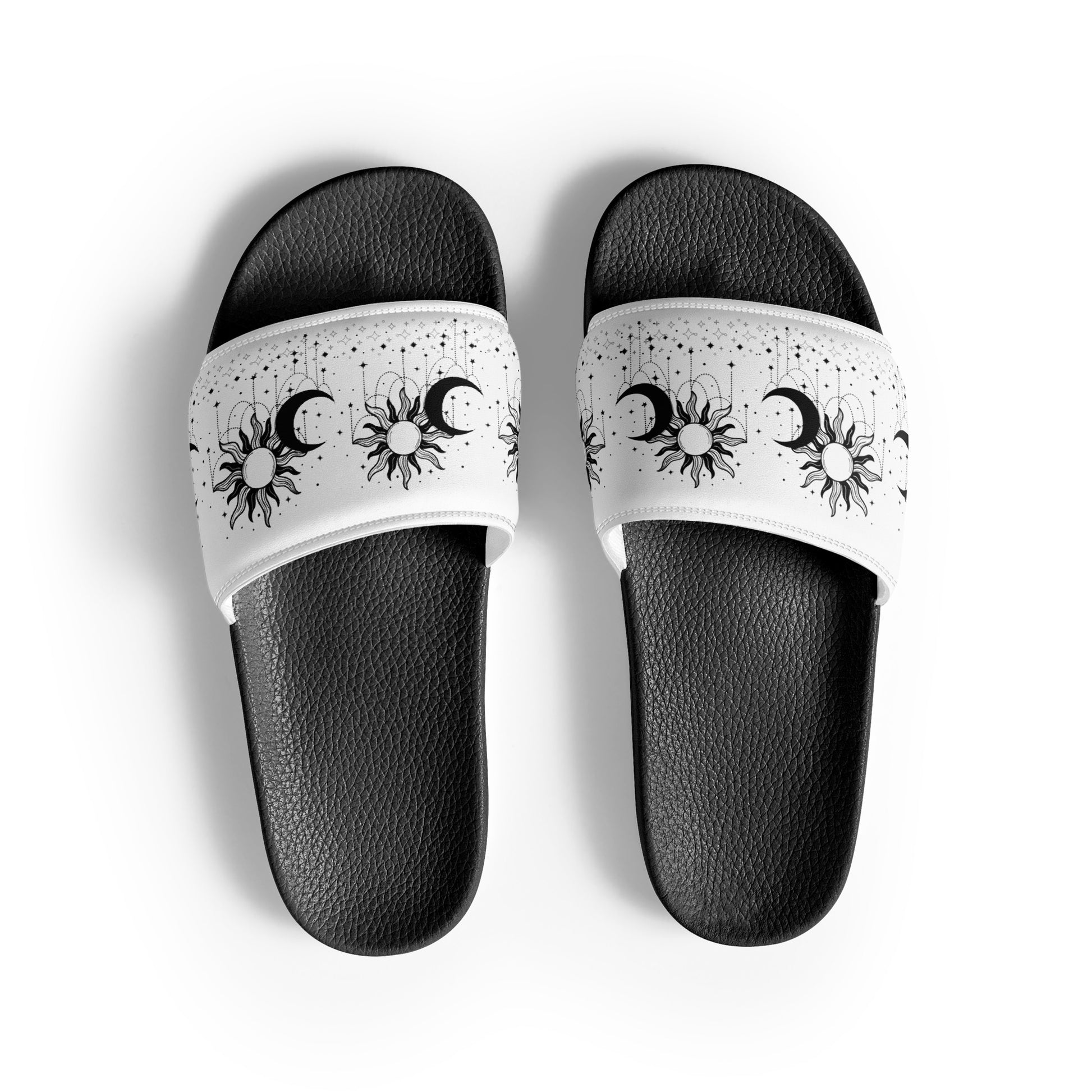 Black White Sun Moon womens-slides-sandals black-front