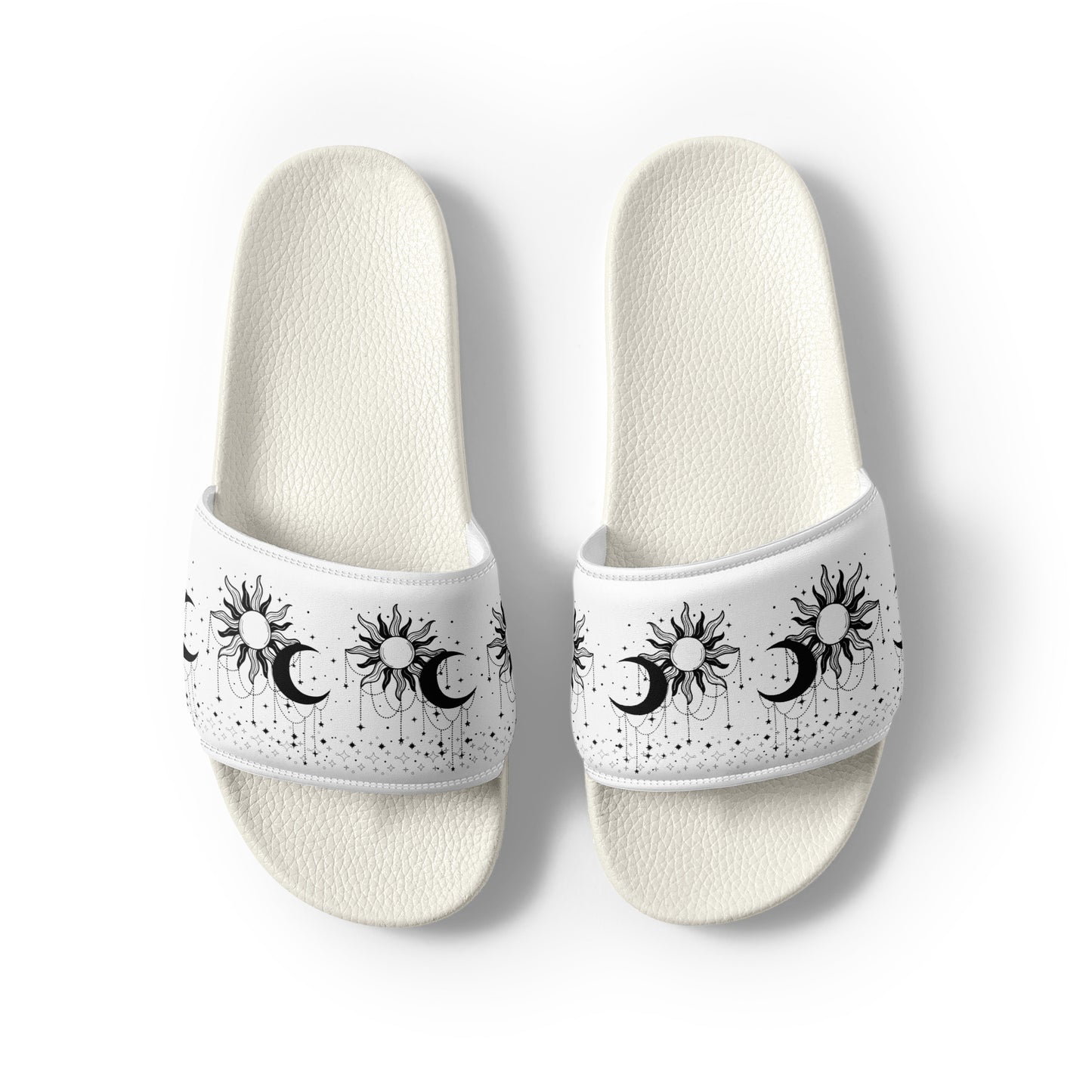 Black White Sun Moon womens-slides-sandals white-front-2