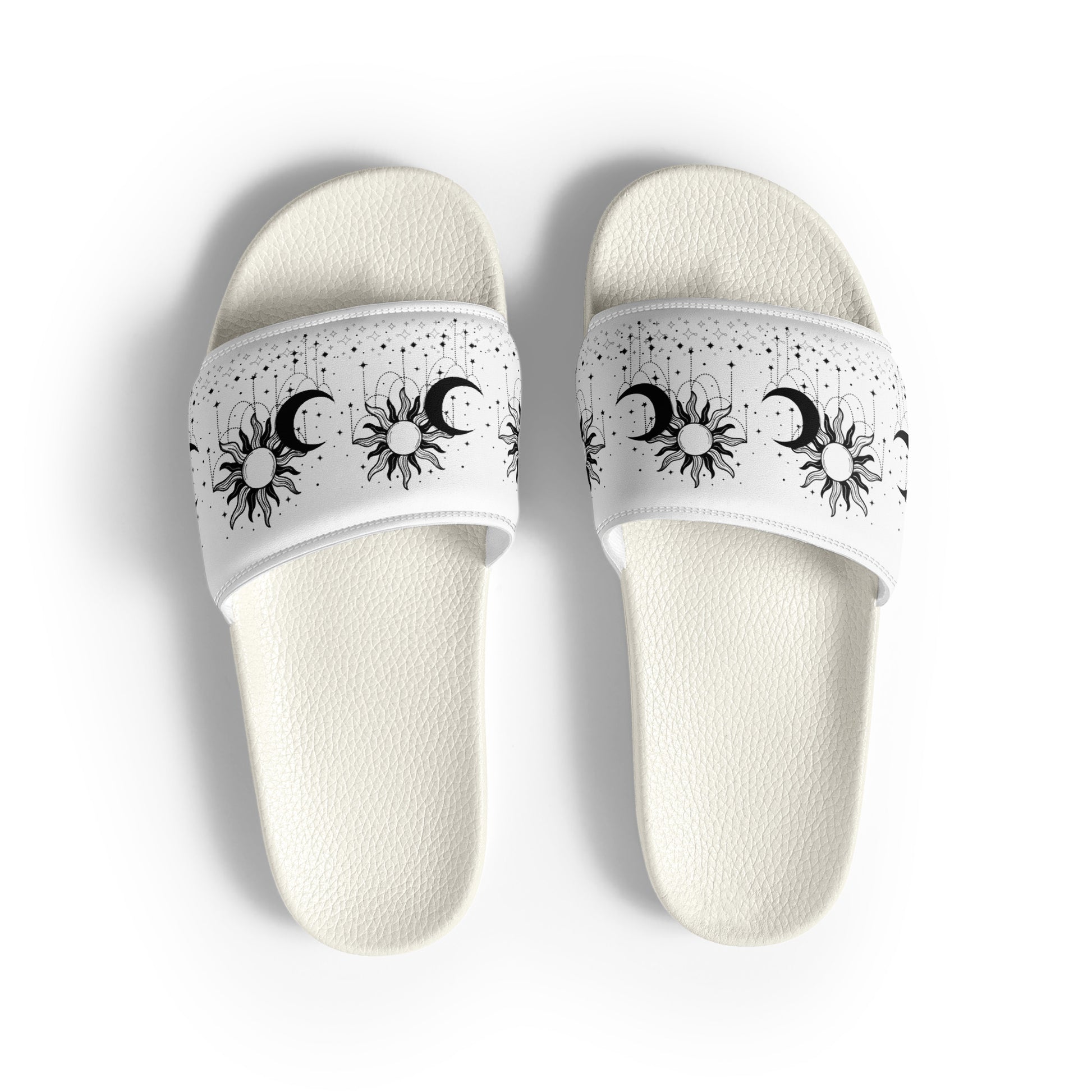 Black White Sun Moon womens-slides-sandals white-front