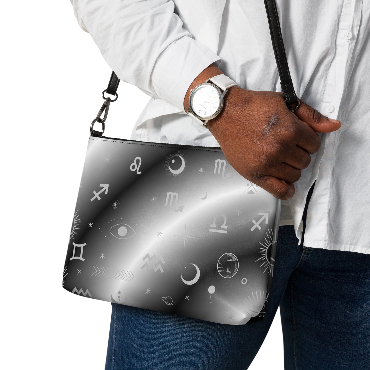 Black White Zodiac Crossbody Bag