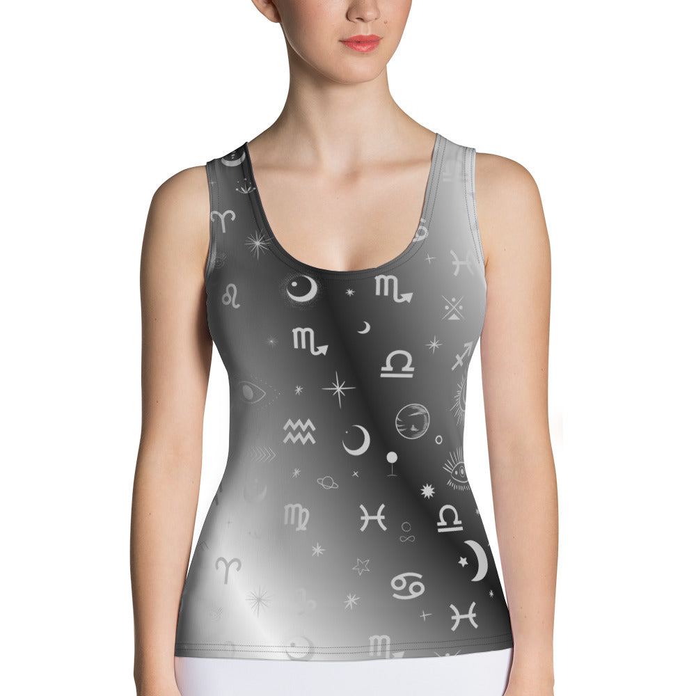 Black White Zodiac Tank Top