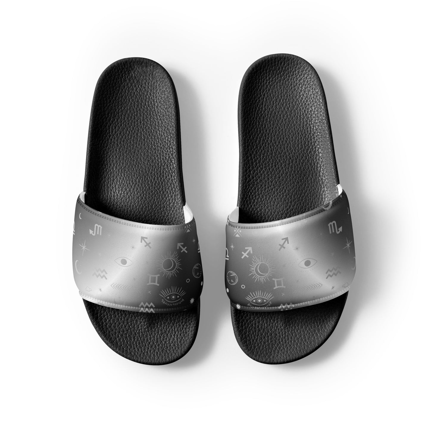 Black White Zodiac womens-slides-sandals black-front-2