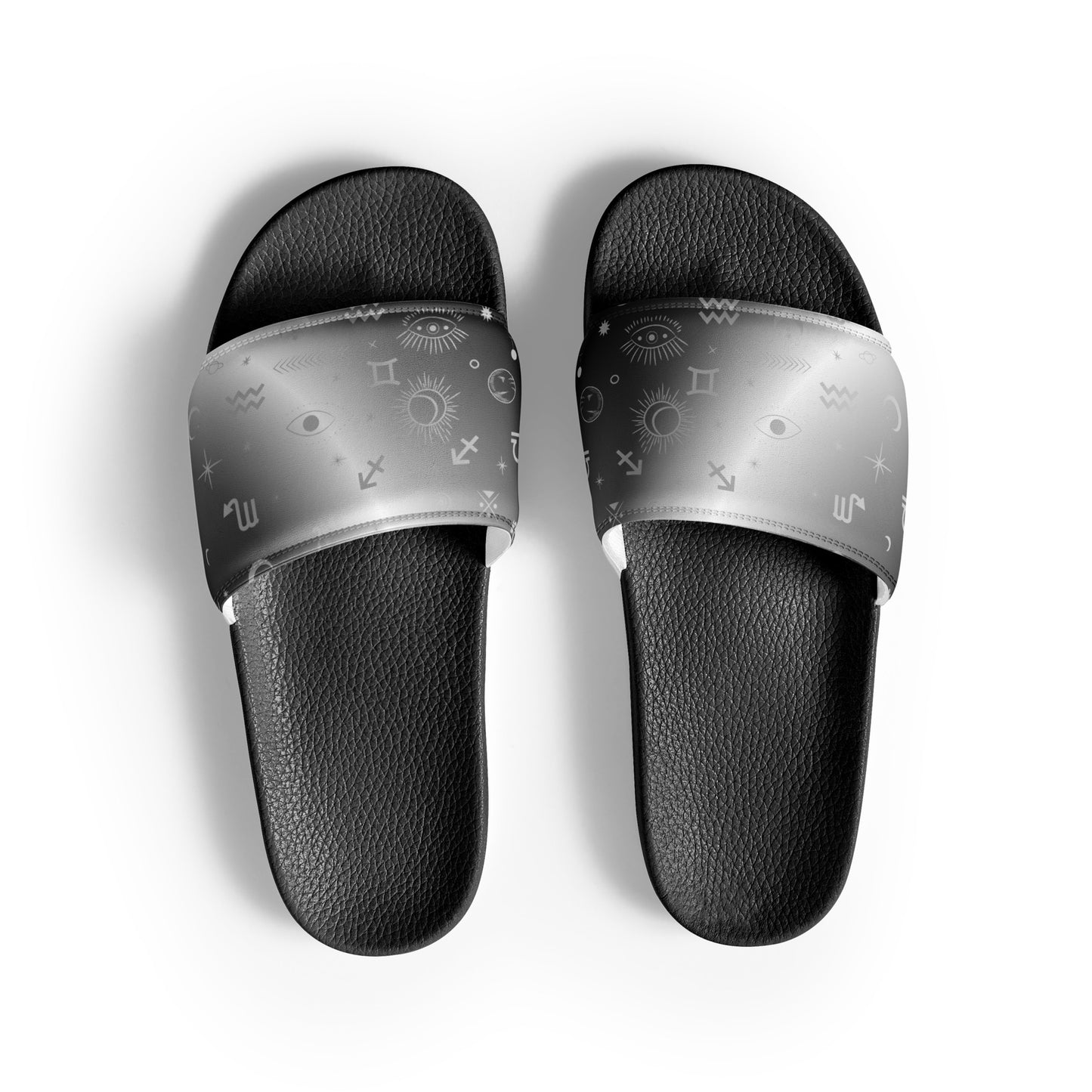 Black White Zodiac womens-slides-sandals black-front