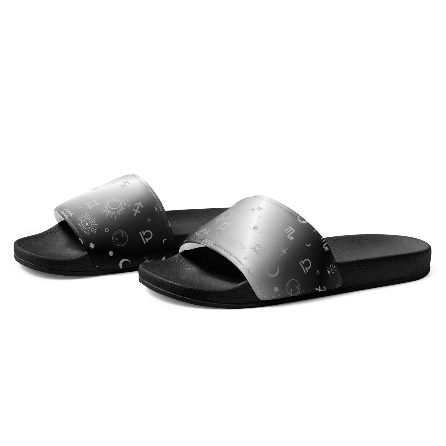 Black White Zodiac womens-slides-sandals black-left-front