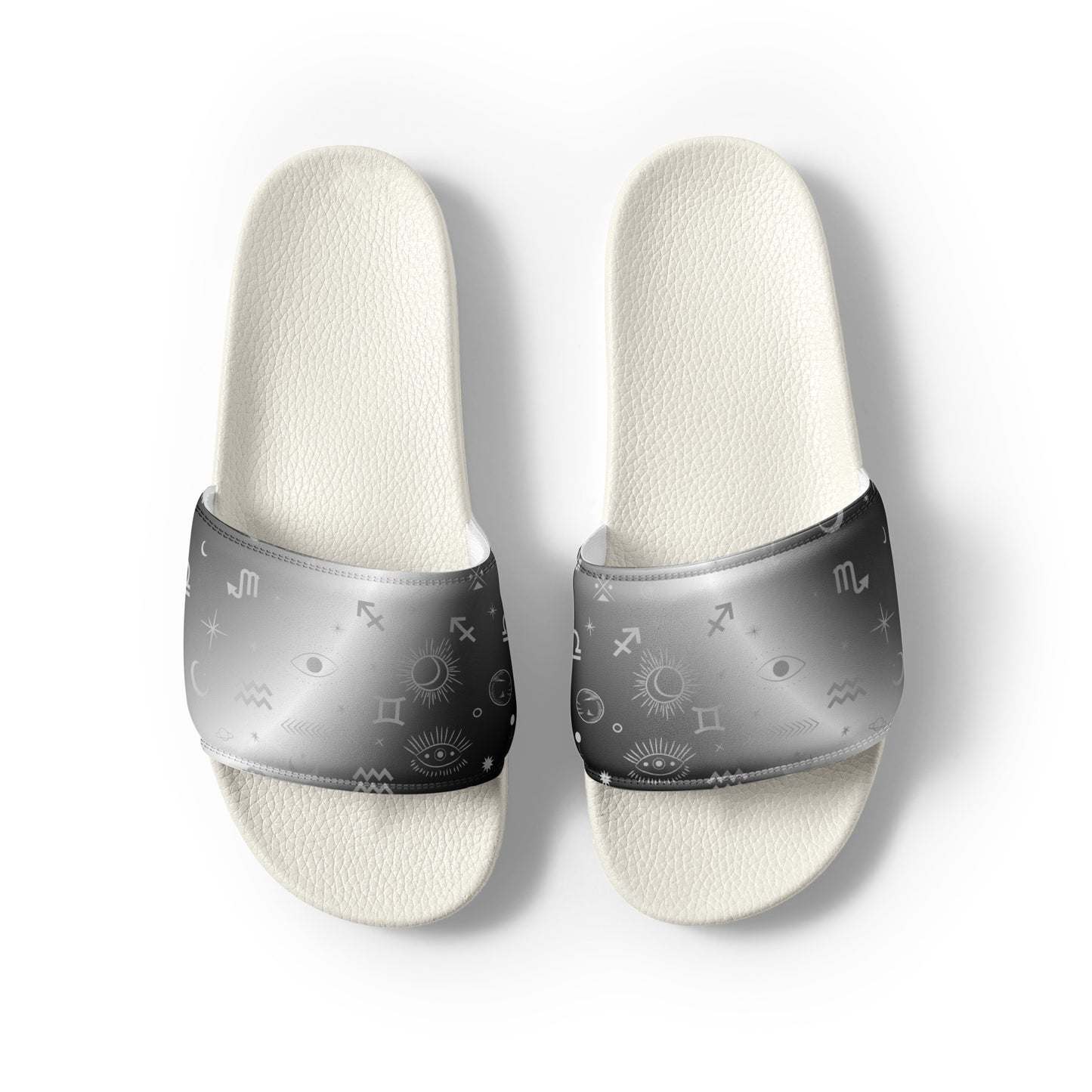 Black White Zodiac womens-slides-sandals white-front-2