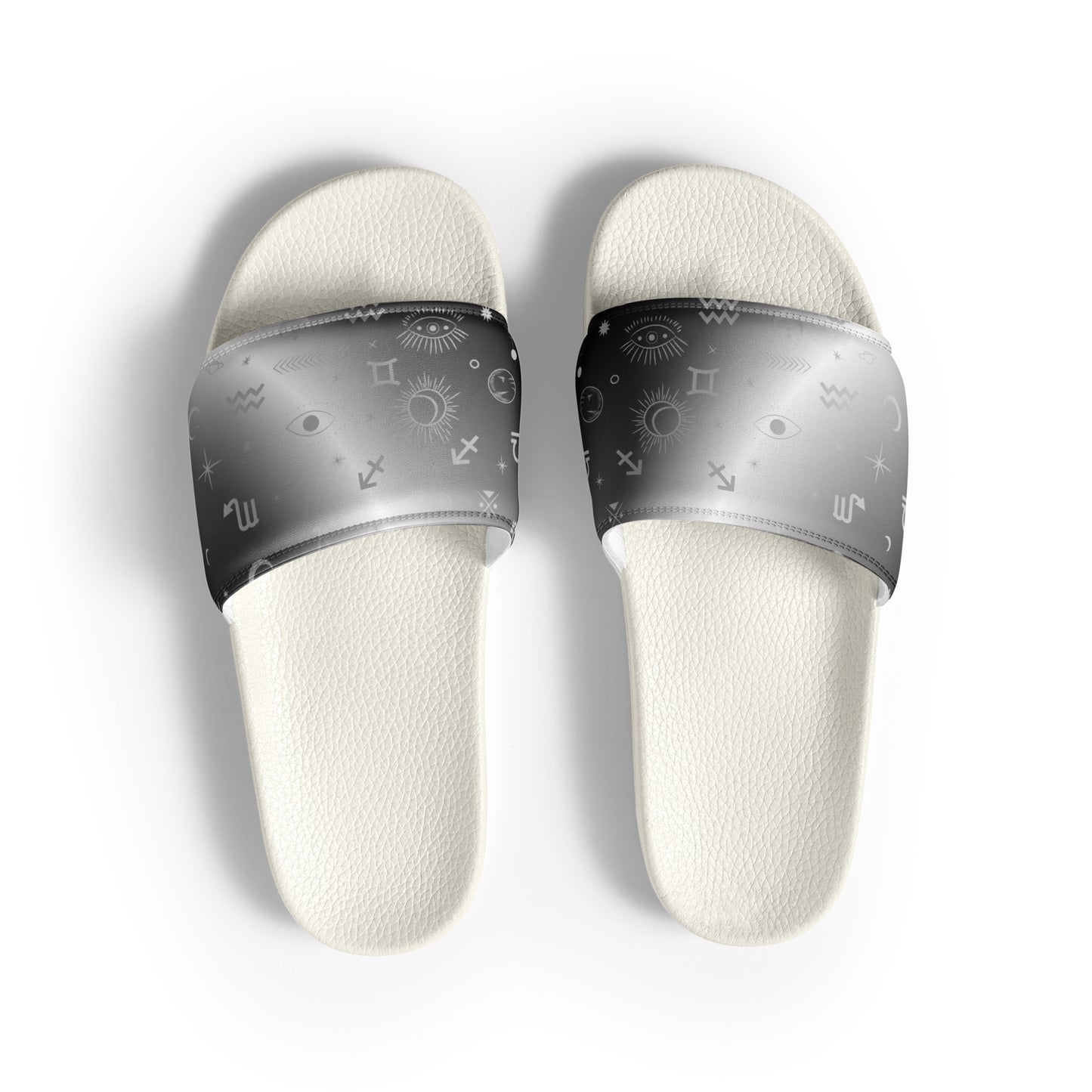 Black White Zodiac womens-slides-sandals white-front