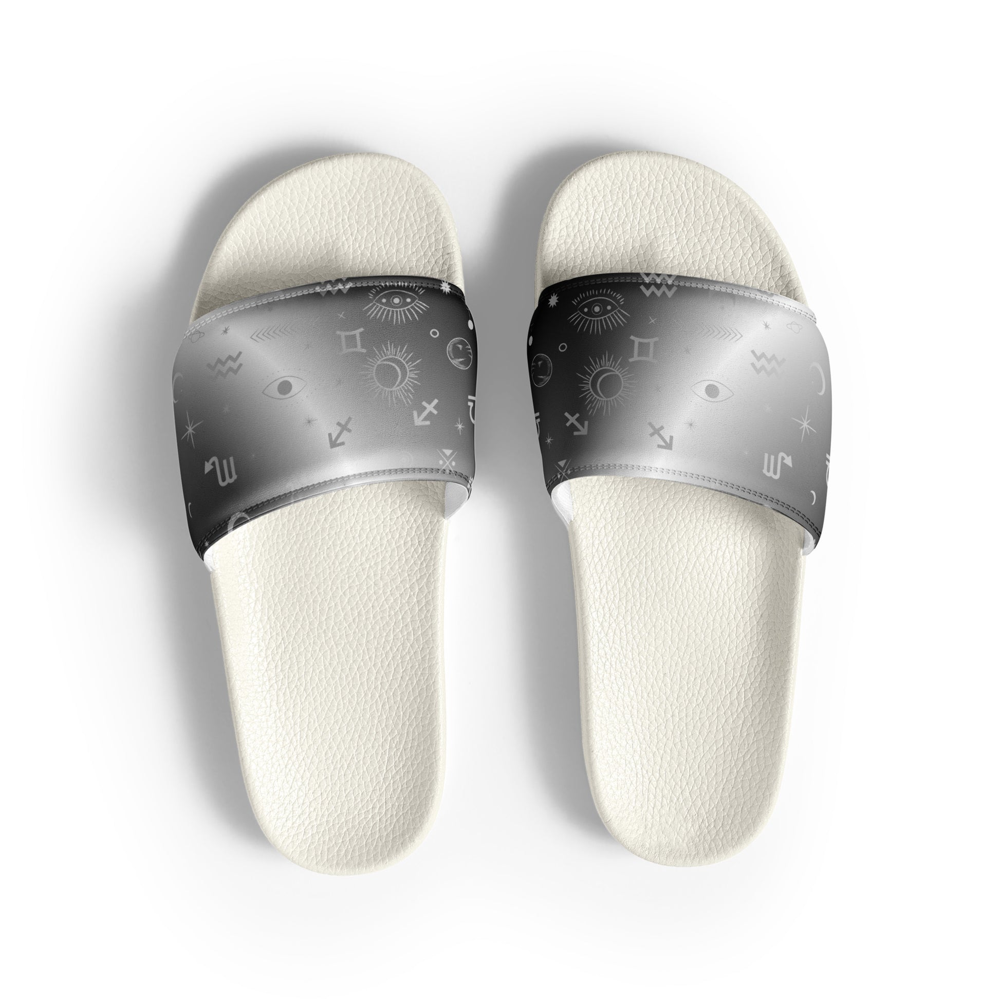 Black White Zodiac womens-slides-sandals white-front