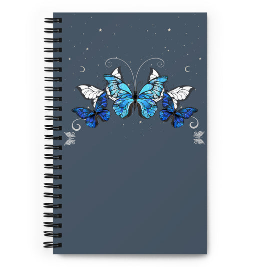 Blue Butterflies spiral-notebook-white-front