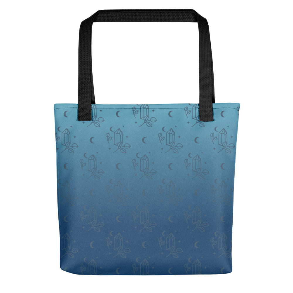 Blue Gradient Crystal Moon Tote Bag