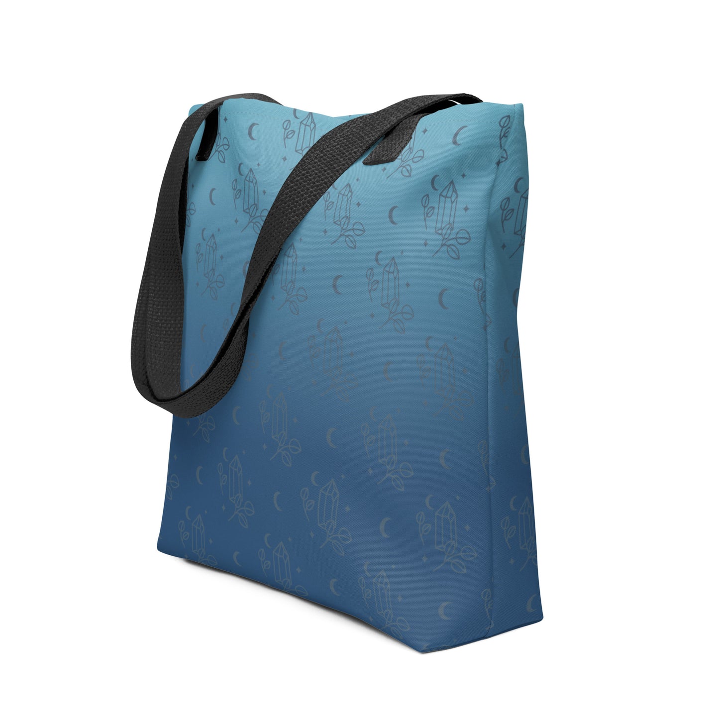 Blue Gradient Crystal Moon Tote Bag