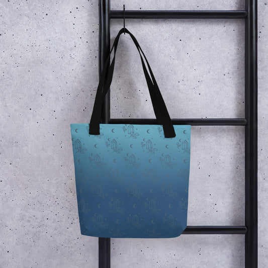 Blue Gradient Crystal Moon Tote Bag