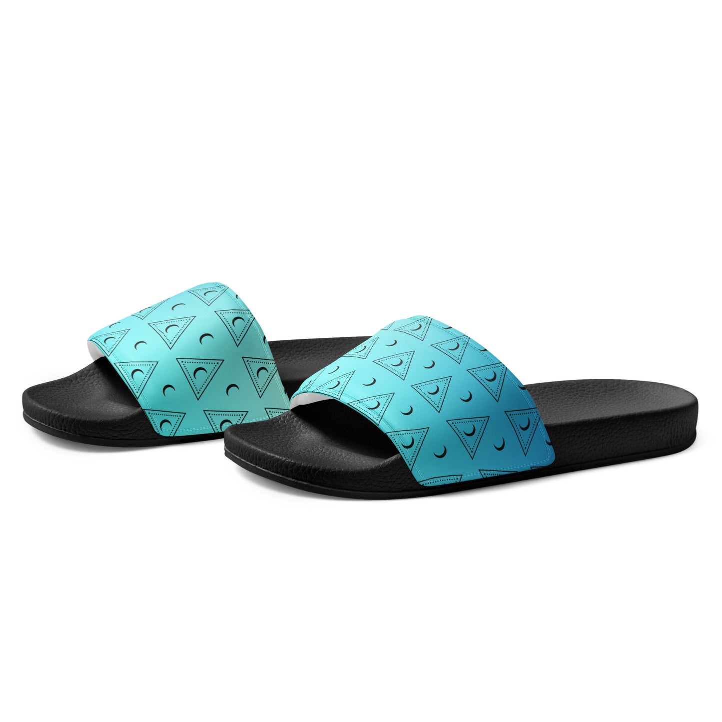 Blue Moon Triangle womens-slides-sandals black-left-front